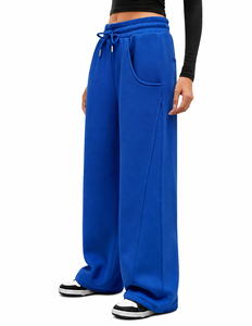 Pantalon droit décontracté rouge uni pour femme, anti-rides, en polyamide, taille mi-haute, avec cordon de serrage, coupe droite, longueur complète, avec poches - Product Image 5