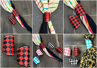 Handgefertigter Leder-Bandana-Ring im Western-Stil, Schachbrett-Bandana-Manschette, Stilvoller Bandana-Halter für Cowgirl- und Cowboy-Outfits