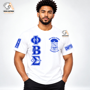 เสื้อยืดคอกลมแขนสั้นสีน้ำเงินสำหรับผู้ชาย แบรนด์ Custom Phi Beta Sigma ทรงปกติ ผ้าคอตตอน/โพลีเอสเตอร์ พิมพ์โลโก้ด้านหน้า เป็นมิตรต่อสิ่งแวดล้อม - Product Image 1