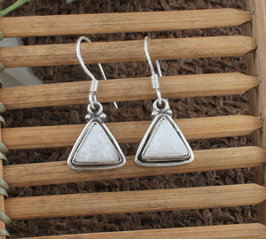 Boucles d'oreilles pendantes Druzy blanc étincelant en argent sterling 925 pour femme, bijoux minimalistes, cadeau de fête, vente en gros - Product Image 6