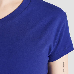 T-shirts courts à manches courtes vierges en coton pour femmes, coupe carrée, avec logo personnalisé, vente en gros - Product Image 5