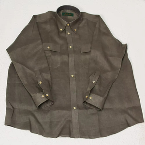 Chemise à manches longues 100 % lin pour homme, respirante, décontractée et habillée, boutonnée, vente en gros - Product Image 1