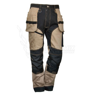 Men Cotton Breathable Quick Dry <b>Work</b> <b>Pants</b> <b>Cargo</b> Style Abrasion Resistant Black & Beige for Workwear Use - Product Image 3