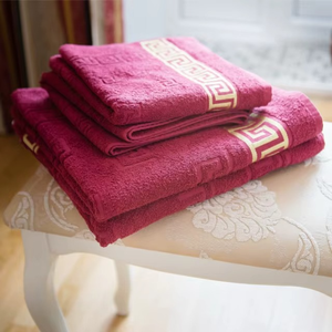 Grey Terry Cloth <b>Bath</b> <b>Towel</b> <b>Set</b> With Embossed Pattern Design - Product Image 6