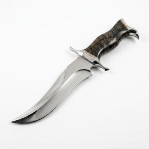 Cuchillo utilitario para exteriores de acero de Damasco hecho a mano con mango de madera de Burl oscuro para bricolaje y OEM - Product Image 6