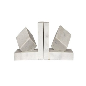 Marble White Color Bookends <b>Books</b> Stand With Exclusive Quality Bookends For Home Office And School Usage - Product Image 1