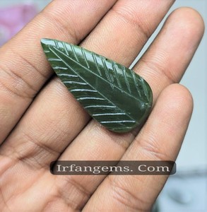 IRFANGEMS Pierre précieuse naturelle de néphrite verte, cabochon en cristal à dos plat, haute qualité, pour la fabrication de bijoux enroulés au fil, en vrac - Product Image 3