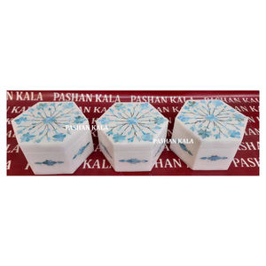 Caja de Joyería de Alta Calidad con Incrustaciones de Mármol en Forma Hexagonal, con Trabajo de Incrustación a un Precio Muy Razonable, con Precio de Mayoreo - Product Image 2