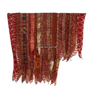 Indian Handmade <b>Vintage</b> Striped Imitation <b>Silk</b> Long Stole Wrap <b>Scarf</b> Dupatta Sari Patch Gift - Product Image 6