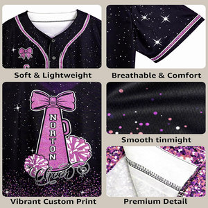 Maillot de baseball personnalisé à paillettes avec nom, numéro et logo, chemise scintillante pour équipe, pour femmes, jeunes et enfants, 100 % polyester, à enfiler - Product Image 5