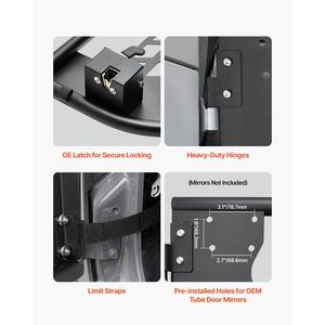 As Latch Jeep Tube porte 4 porte caccia stile Heavy-Duty cardini in gomma imbottiture 2018-2024 Jeep Wrangler JL 2020-2024 Jeep - Product Image 3