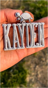 Pendentif personnalisé en argent S925 avec diamant Moissanite VVS, style Hip Hop unique, lettre KAYDEN, chaîne à maillons, design tendance, unisexe, or - Product Image 2