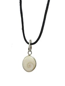 Collar con Colgante de Concha Natural Gomti Chakra Eye, Amuleto de Concha Redonda en Espiral con Cordón Negro, Gargantilla, Joyería Espiritual de la Suerte, Regalo - Product Image 6