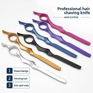 Hair Cutter Metal Single <b>Edge</b> Blade Straight Carbon Steel Safety Razor with <b>Rubber</b> Handle Right-Handed for Hair Thinning - Product Image 1