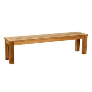 Banco de Comedor Moderno para Exteriores de Madera de Teca con Asiento Plano de Listones Horizontales - Product Image 3