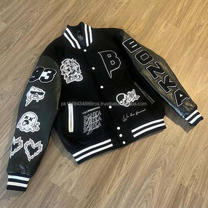 Veste universitaire enduite de qualité supérieure avec logo de broderie en chenille personnalisé patchs motif lettre marque privée - Product Image 5