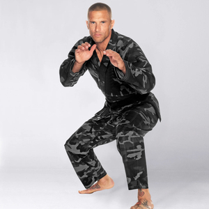 Conjunto de 2 Piezas de Camiseta y Pantalones de Manga Larga con Cuello en V y Estampado de Camuflaje para Hombres y Mujeres, para Jiu Jitsu y Artes Marciales, con Cintura Ajustable, Unisex - Product Image 2