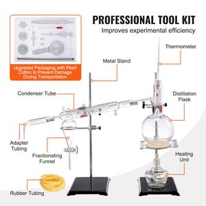 Evaporatore Rotante da Laboratorio per Distillazione Oli Essenziali, Kit da 500ml con Vetreria in Vetro Borosilicato 3.3, Lampada ad Alcool e Componenti Ceramici - Product Image 6