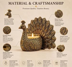Portavelas de Metal con Forma de Pavo Real, Decoración para el Hogar, Resistente al Calor, Acabado Dorado - Product Image 3