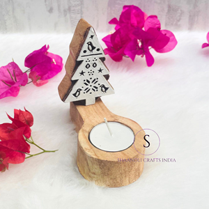 New Arrival 2026 Traditional Hand Carved Wooden Christmas <b>Tree</b> Tealight Candle Holder for Home <b>Decoration</b> and Christmas Parties - Product Image 5