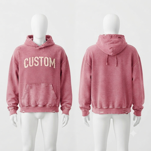 Custom Hooded <b>Sweatshirt</b> <b>Pink</b> Cotton French Terry Pocket Design Unisex Oversized Autumn Wear - Product Image 1