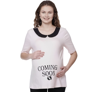 Camiseta de Manga Corta de Jersey de Algodón Rosa Claro para Maternidad, Mujeres Embarazadas, Camiseta Elegante para Embarazo - Product Image 1