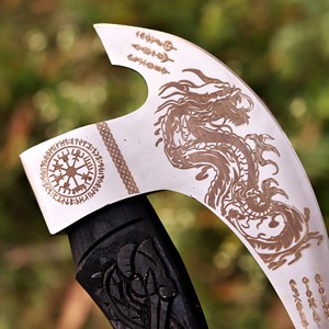 Cuchillo para Pizza Vikingo de Alta Calidad, Cuchilla de Acero con Alto Contenido de Carbono, Mango de Madera Hecho a Mano, Hacha de Cocina OEM - Product Image 5