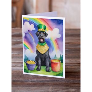 Whimsical St Patrick's Day Tarjetas de felicitación Paquete de 8 Schnauzer gigante Diseño A7 Tamaño 5x7 Tarjetas de notas en blanco con sobres - Product Image 2