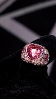 Anillo de Diamante Rosa de 8 Quilates Cultivado en Laboratorio, Estilo Hip Hop, con Cuentas de Perlas y Marquesas, en Oro Rosa y Plata, Venta al Por Mayor, Personalizable