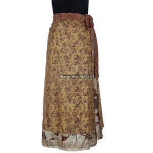 100 Ways to Wear Long <b>Wrap</b> <b>Skirt</b> 2 Layer Reversible Magic Silk Saris <b>Wrap</b> Long <b>Skirt</b> Sari <b>Wrap</b> Around <b>Skirt</b> Two Layer Printed - Product Image 4