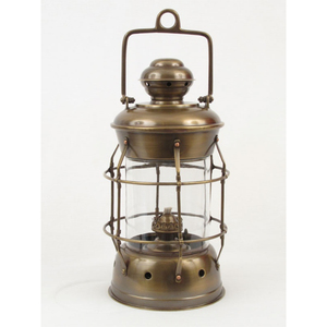 Lámpara de queroseno portátil náutica con acabado de latón antiguo, linterna colgante vintage para barco, para decoración del hogar e iluminación de emergencia - Product Image 1