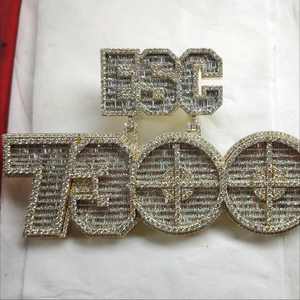 Colgante Hip Hop Personalizado para Hombre, con Moissanita Color D, Plata 925, Certificado de Laboratorio, Diseño de Letra con Racimo de Baguettes, Joyería Fina - Product Image 3