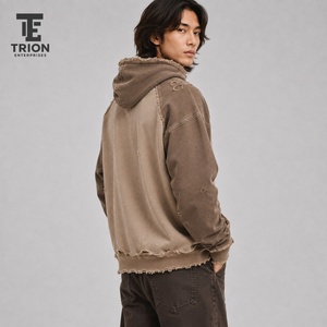 เสื้อฮู้ดดี้ผู้ชายทรงครอป ย้อมสีแบบแอซิดวอช ปักลายตามสั่ง คุณภาพดีที่สุดสำหรับฤดูหนาว ผ้าฝ้าย 100% สไตล์ลำลองแนวสตรีท ยอดนิยม - Product Image 2