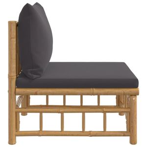 Canapé de jardin gris foncé avec chaise de jardin en bambou naturel de taille moyenne - Product Image 4
