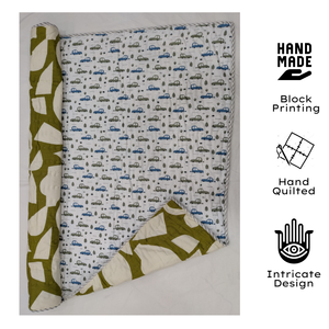 Ensemble de couette pour bébé Jaipuri de qualité supérieure, durable, 60"X40", imprimé à la main, réversible, doux, 100% coton, respectueux de la peau, hypoallergénique - Product Image 2