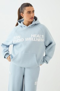Custom logo women's Hooded Tracksuit Set 100% Cotton Casual Loose Fit Full Length <b>Pants</b> With <b>White</b> Logo Print Autumn Wear - Product Image 4