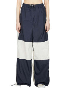 Women Color Blocking <b>Tracksuit</b> Full Length Sporty Jogging Set Breathable <b>Polyester</b> Loose Fit Turn-down Collar Drawstring Closure - Product Image 4