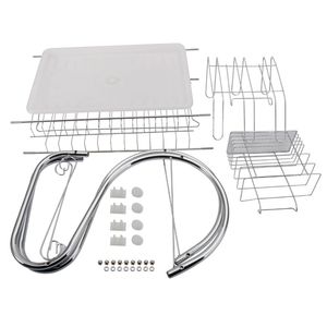 Scolapiatti a 2 livelli in acciaio inossidabile con porta posate e ripiano per cucina - Product Image 5