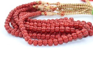AAA Natural Italian Coral Smooth Melon Shape Beads 7.5-13mm 18 Inches Length for Jewelry Making Made of Natural Stone - Product Image 4