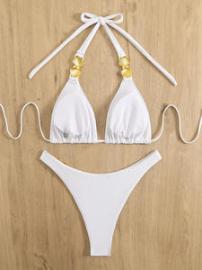 Burkinis sexy personnalisés, ensemble 2 pièces, séchage rapide, respirant, coupe-vent, sans couture, en Spandex/Polyester, maillots de bain pour femmes, col en V profond, fabrication en usine - Product Image 3