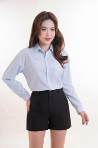 Mejor precio accesorio para mujer elegante blusa azul de algodón a rayas transpirable a rayas de negocios para Primavera/Verano Simple invierno - Product Image 2