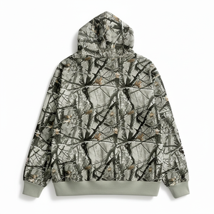 Sweat-shirt d'hiver tricoté décontracté pour homme, coupe droite, camouflage jungle, 100 % coton, avec col zippé, épaules personnalisables, pull vierge - Product Image 2