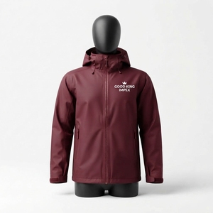 Custom Durable Waterproof Sporty Front Logo Men's <b>Hooded</b> Solid Color Zipper Closure Casual Winter <b>Rain</b> <b>Jacket</b> - Product Image 3