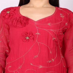Premium Trendy 3pc Women Suit <b>set</b> Red colour with <b>Beads</b> and sequenced work Designed For Modern Women - Product Image 5