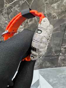 Reloj de pulsera para hombre de acero inoxidable con bisel de moissanita VVS totalmente engastado, estilo hip hop, que pasa la prueba del diamante - Product Image 2