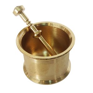 Traditional Kitchen Brass Mortar <b>And</b> Pestle <b>Set</b> For Grinding Dry <b>Spices</b> <b>Herbs</b> Seeds Strong Durable Design - Product Image 2