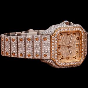 Customized Square Case Roman Numerals Dial Quartz Movement <b>Arabic</b> Numerals Antique Man's Wear Collection Hip Hop <b>Watch</b> - Product Image 4