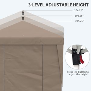 Tendone Pop-up Marrone 3x6m Regolabile in Altezza con Pareti Laterali, Sacchi Zavorra per Gambe e Borsa con Ruote per il Trasporto - Product Image 5