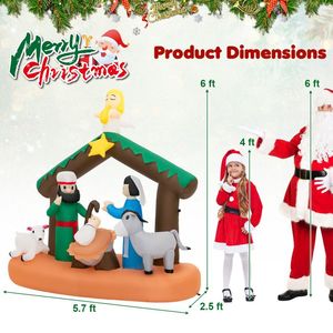 Presepe Natalizio Illuminato da 6 Piedi, Decorazione da Giardino per le Festività, Ornamento Natalizio Gonfiabile da Esterno - Product Image 3