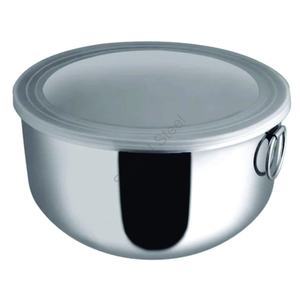 Double Wall Deep Bowl With Transparent <b>Plastic</b> Lid Stainless Steel Morden Stylish Deep Serving Bowl - Product Image 2